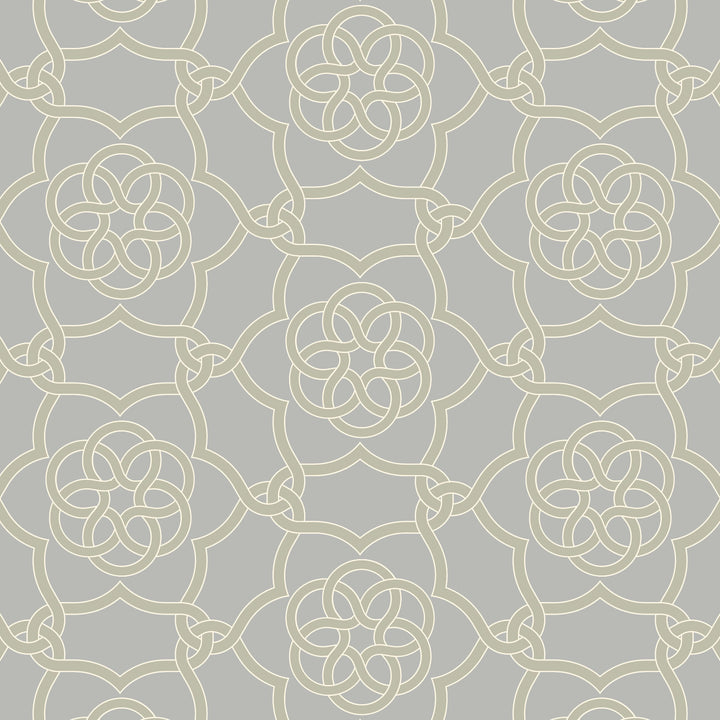 Floret Lattice - Silver Sage Wallpaper
