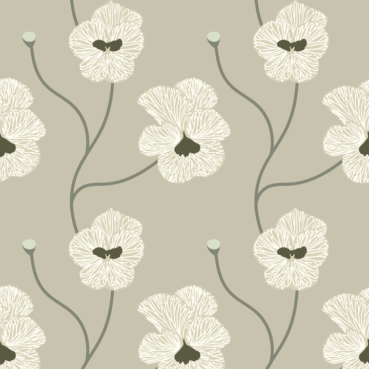 Flourish - Raw Cotton Floral Wallpaper by Natalie Papier