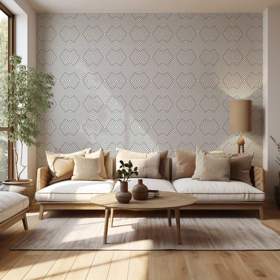 Formation - Jet Black Geometric Wallpaper by Mrs. Paranjape