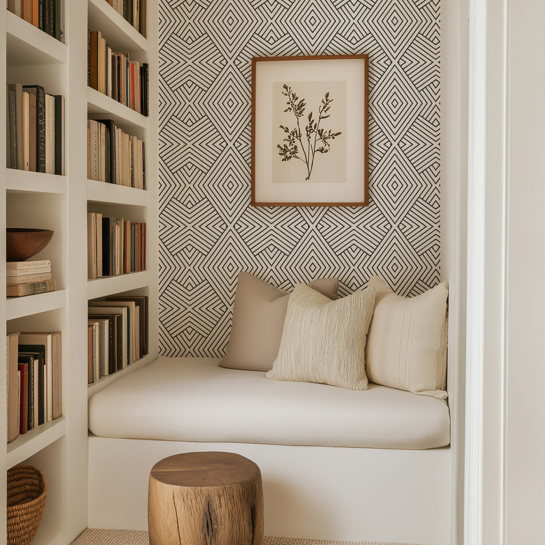 Formation - Jet Black Geometric Wallpaper by Mrs. Paranjape