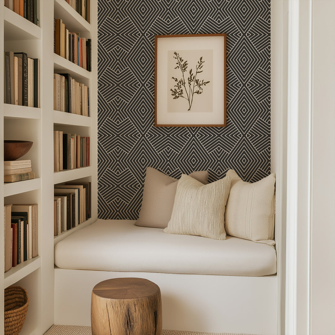 Formation - Jet Black Reverse Geometric Wallpaper by Mrs. Paranjape