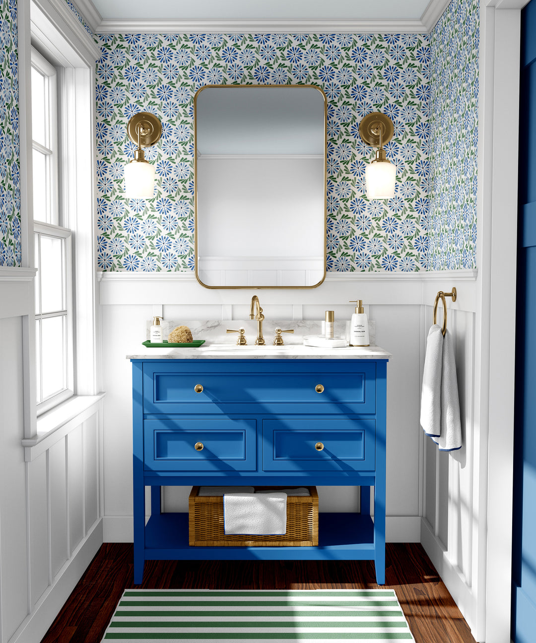Fruit of Wine - Blue Floral Wallpaper by Honey + Hank