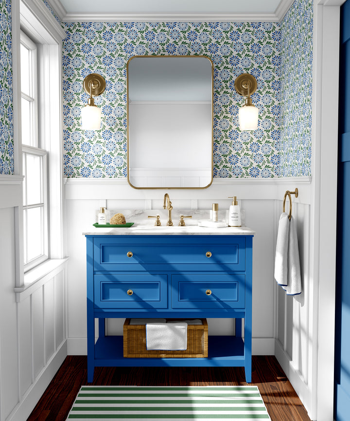 Fruit of Wine - Blue Floral Wallpaper by Honey + Hank