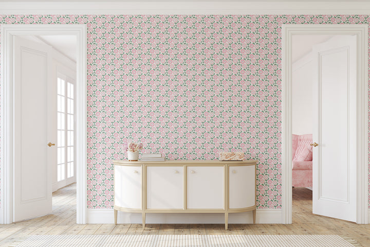 Fruit of Wine - Rosé Floral Wallpaper by Honey + Hank