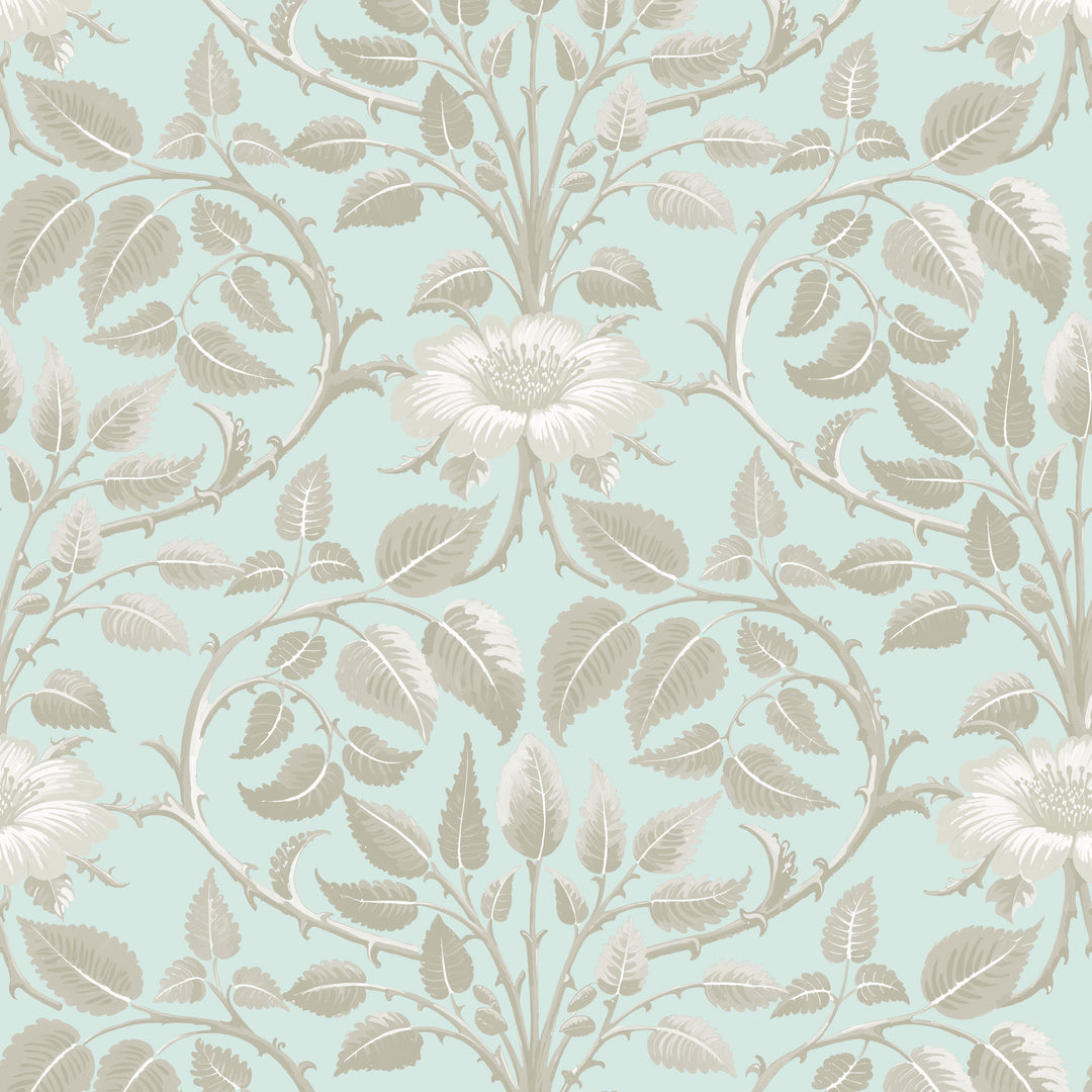 Garden Vine - Alabaster Blue Botanical Wallpaper