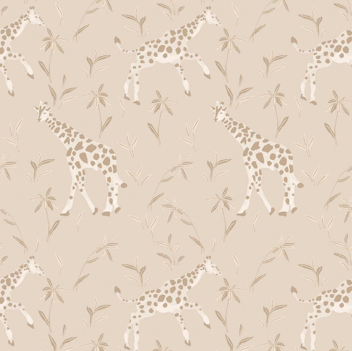Gentle Giraffe - Cream Taupe Wallpaper by Blessed Little Bungalow
