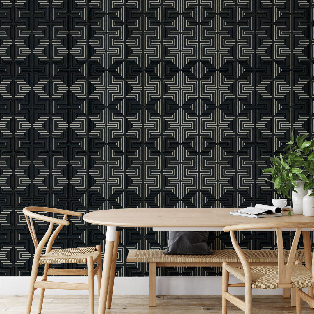Halsted Geometric - Black Wallpaper