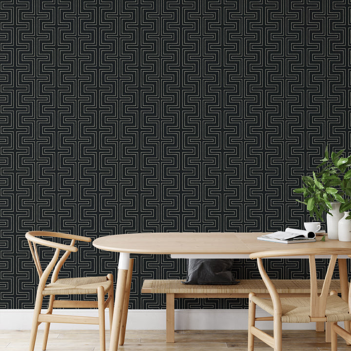 Halsted Geometric - Black Wallpaper