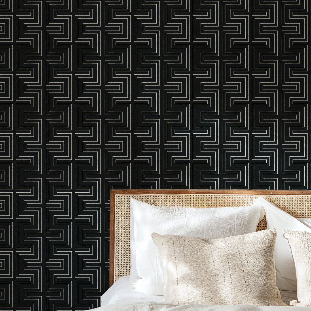 Halsted Geometric - Black Wallpaper