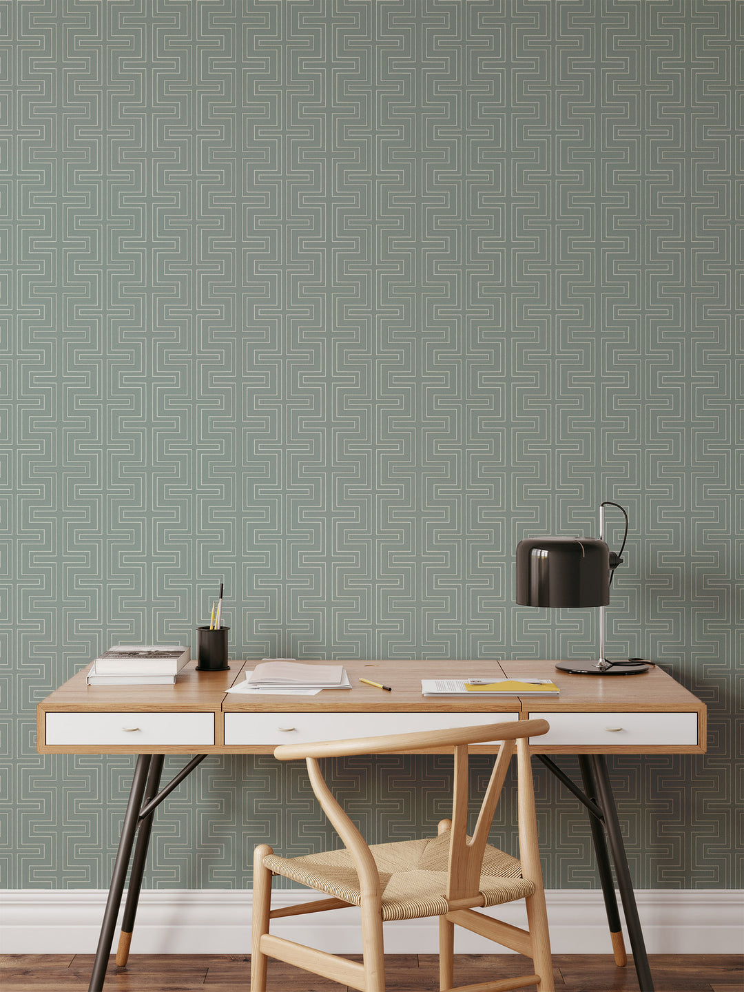 Halsted Geometric - Blue Wallpaper