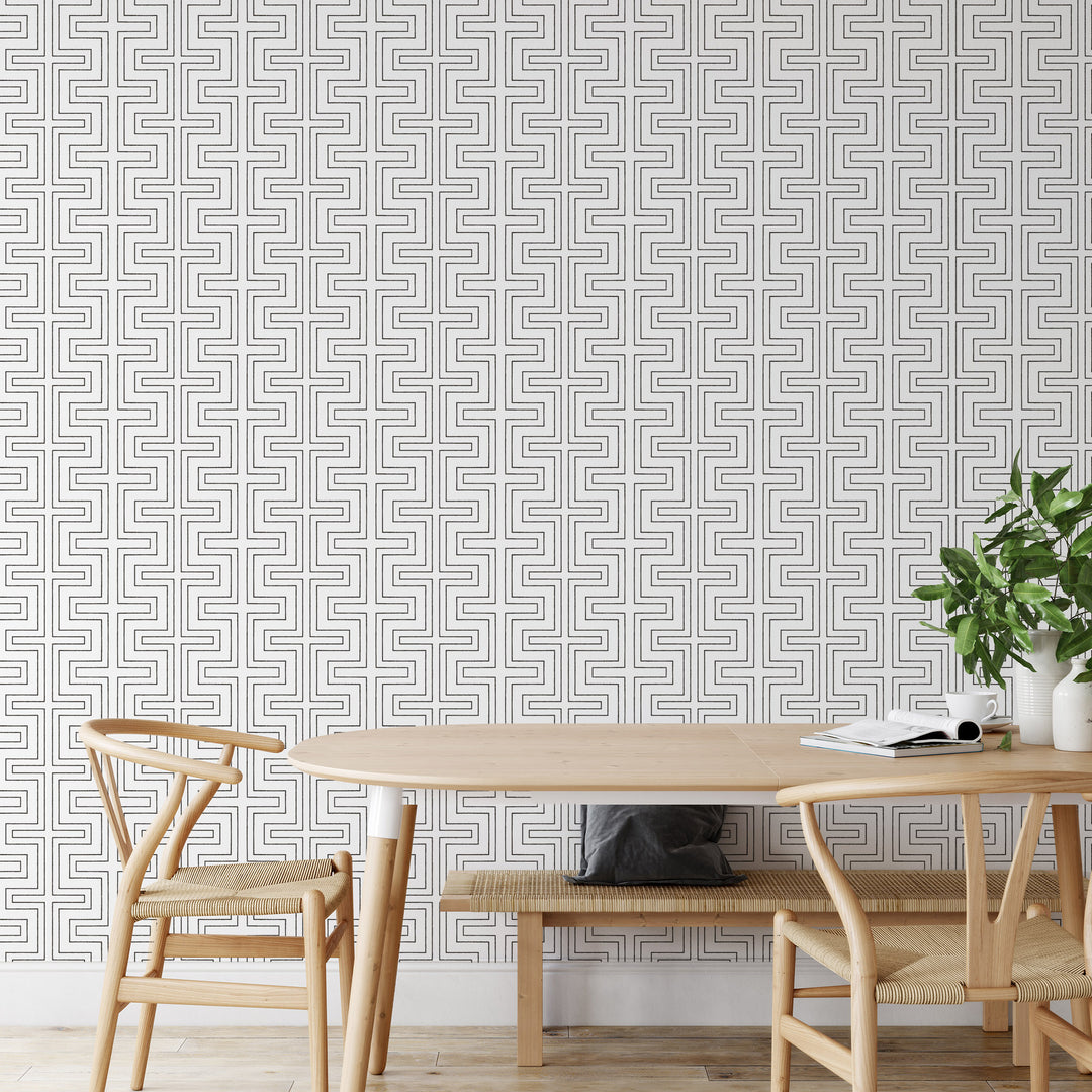Halsted Geometric - White Wallpaper
