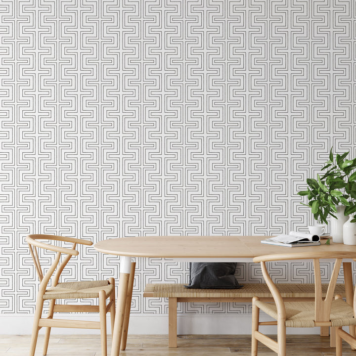 Halsted Geometric - White Wallpaper