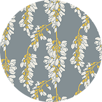 Wisteria Floral - Gray and Yellow Wallpaper