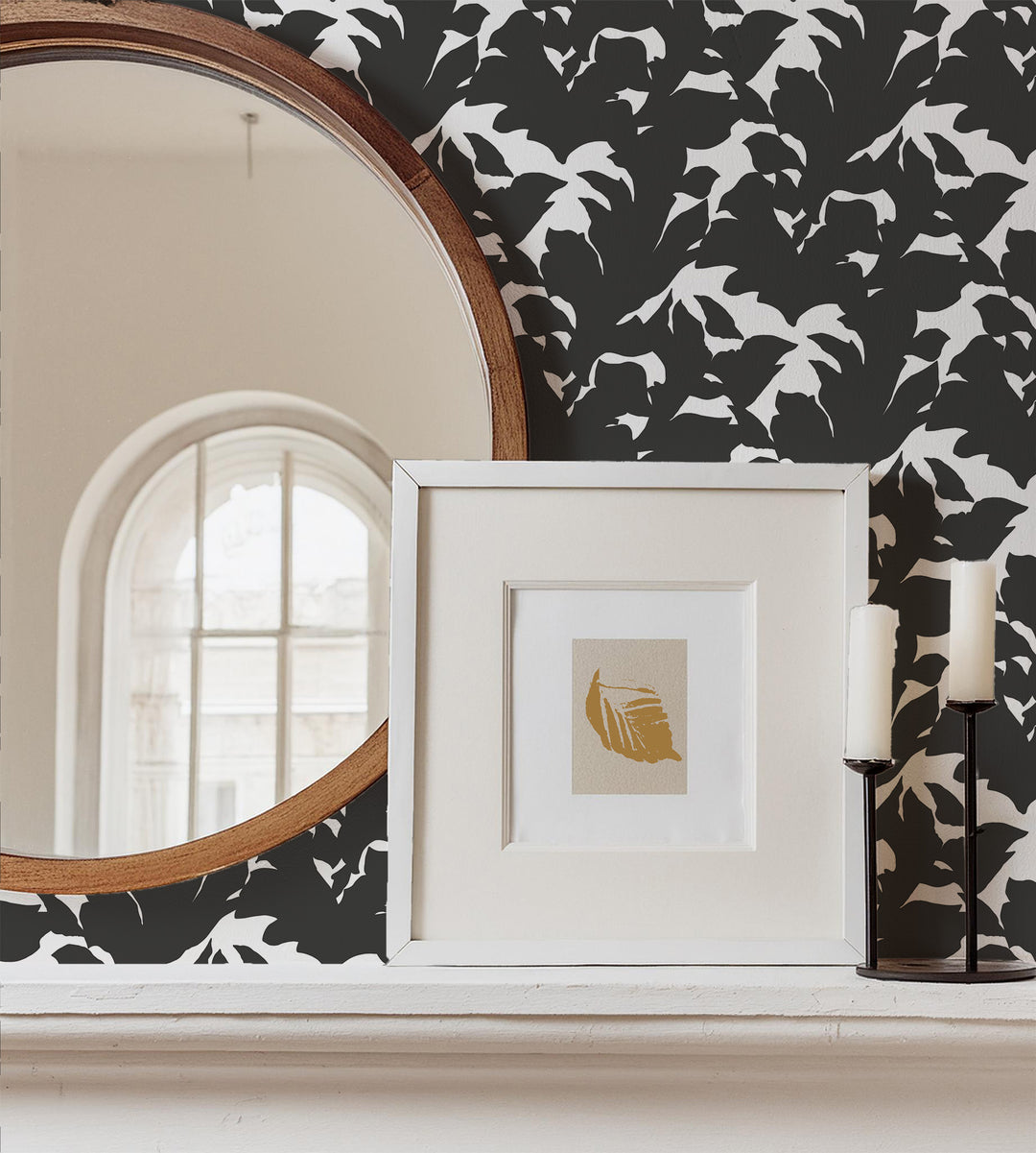 Holly - Jet Black Botanical Wallpaper by Mrs. Paranjape