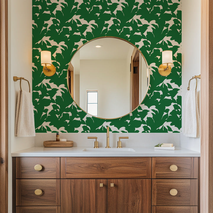 Holly - Signature Green Botanical Wallpaper by Mrs. Paranjape
