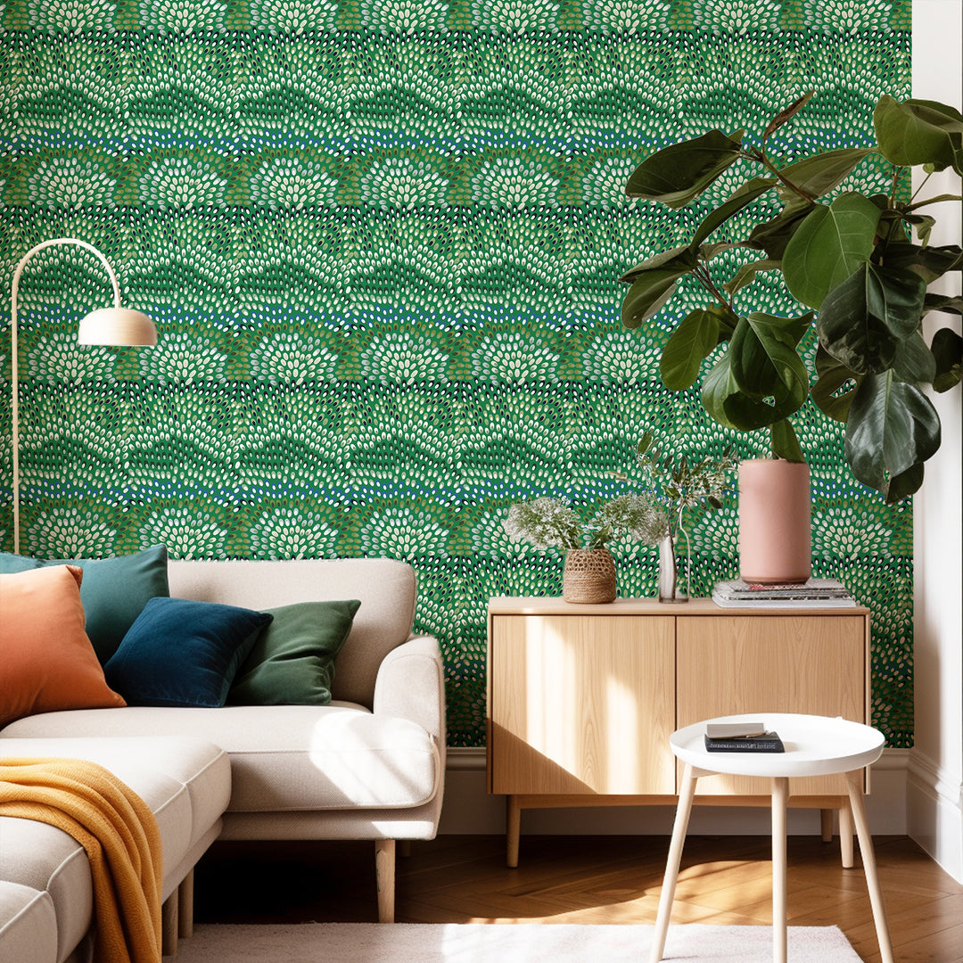 Jardine - Black and Green Wallpaper