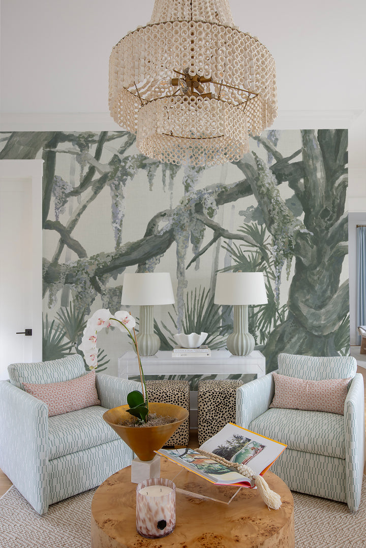 Kiawah Oaks Mural - Muted Green by Megan Molten