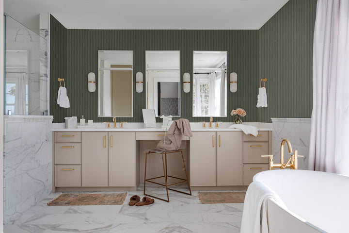 Versa Hand Stripe - Olive Shadow Wallpaper by Mrs. Paranjape