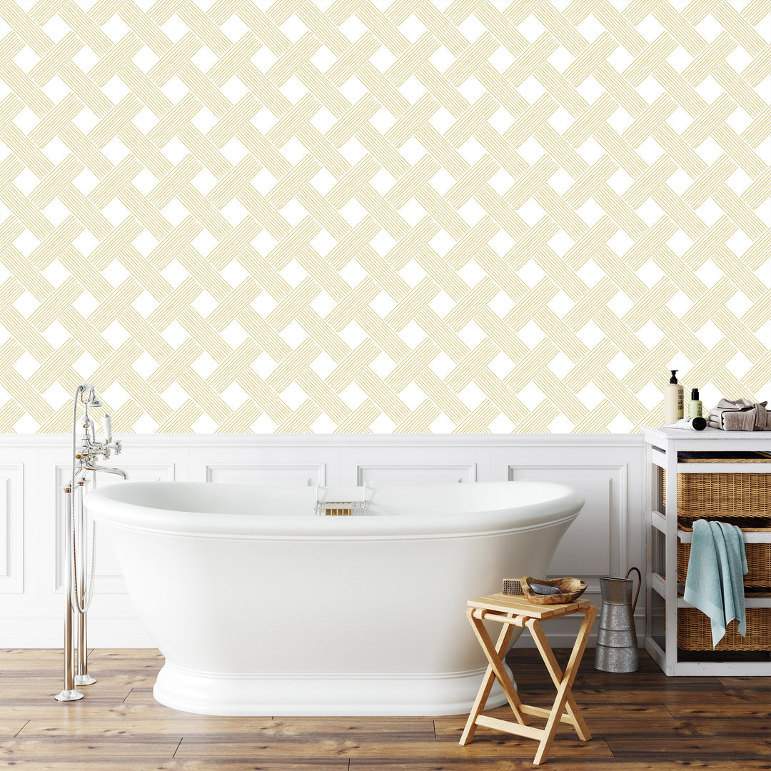 Lattice Weave - Daffodil Wallpaper