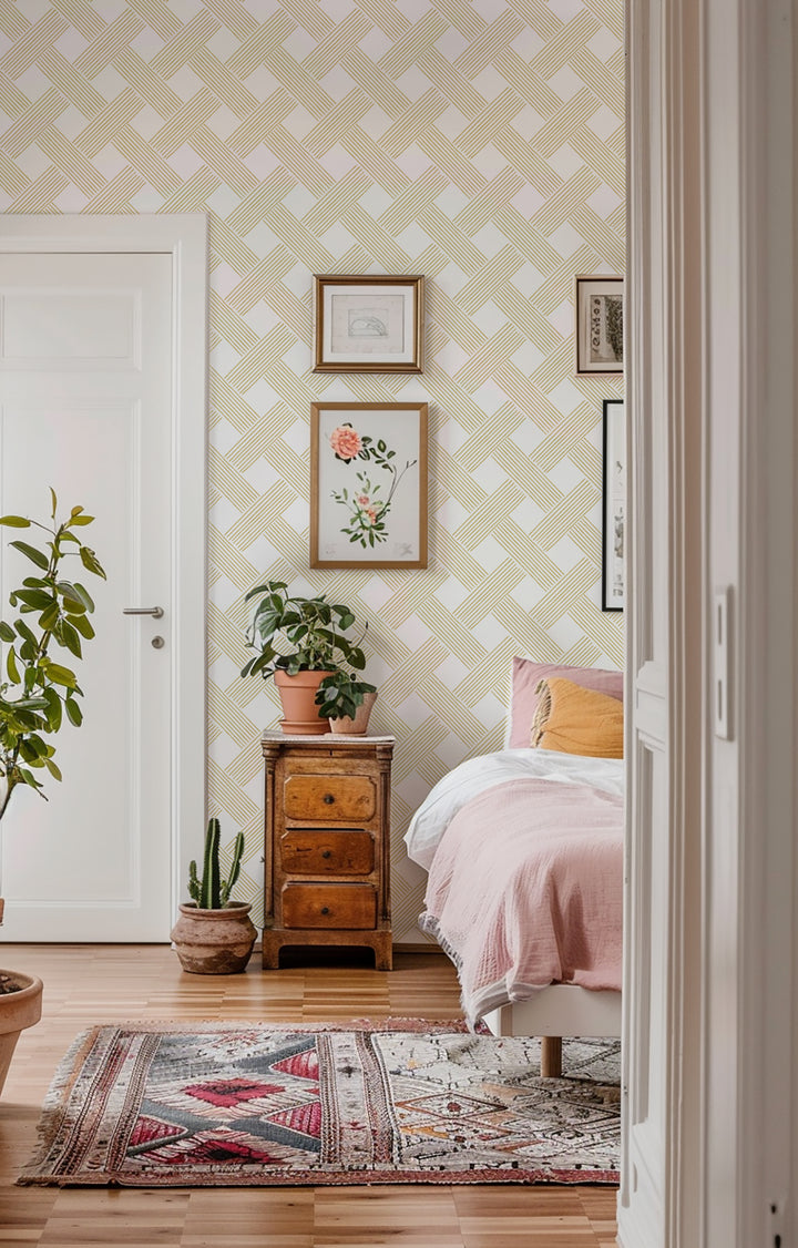 Lattice Weave - Daffodil Wallpaper