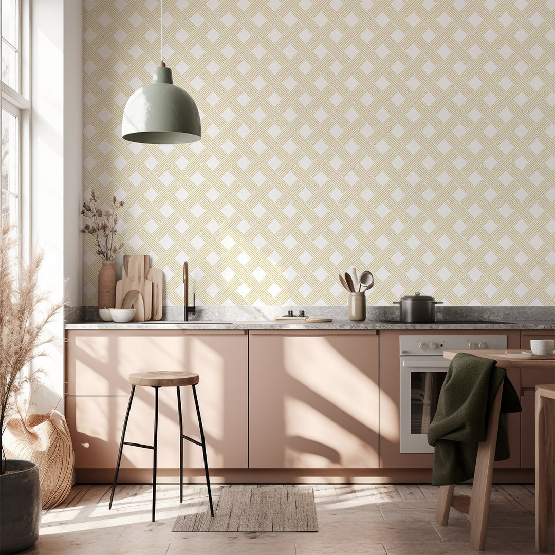 Lattice Weave - Daffodil Wallpaper