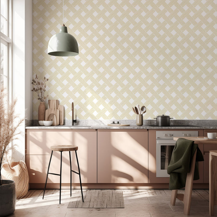 Lattice Weave - Daffodil Wallpaper
