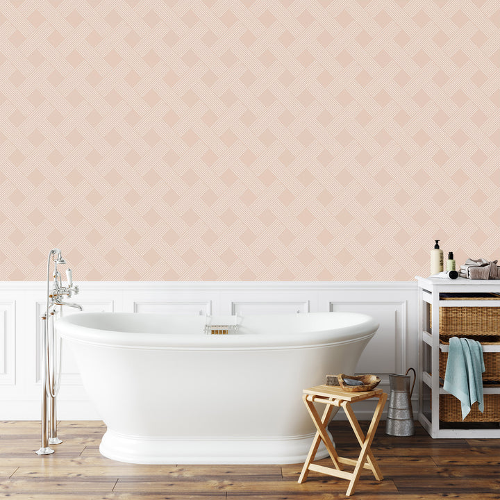 Lattice Weave - Dusty Peach Wallpaper