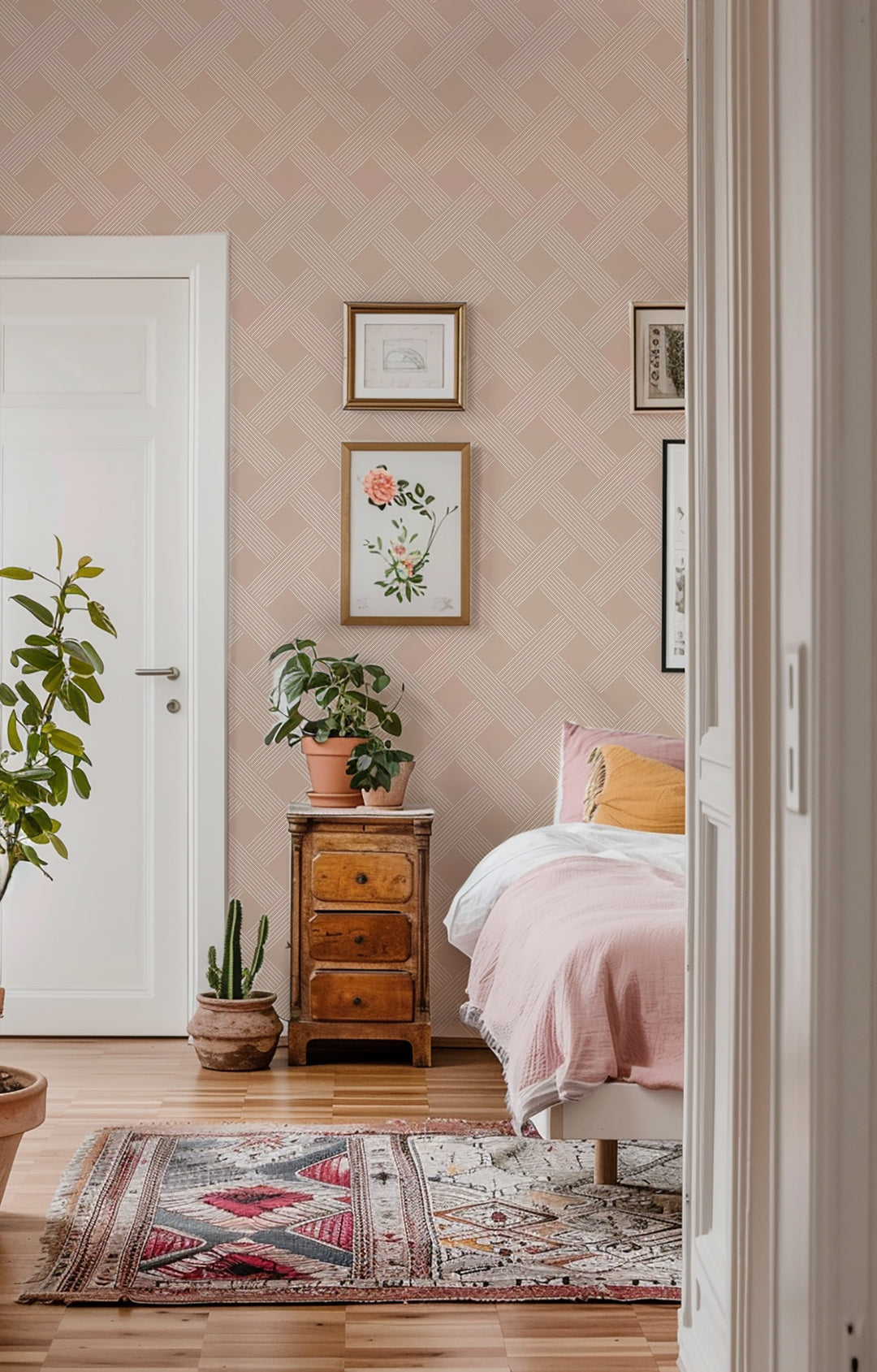 Lattice Weave - Dusty Peach Wallpaper