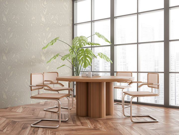 Burlwood - Pale Green and White Wood Wallpaper
