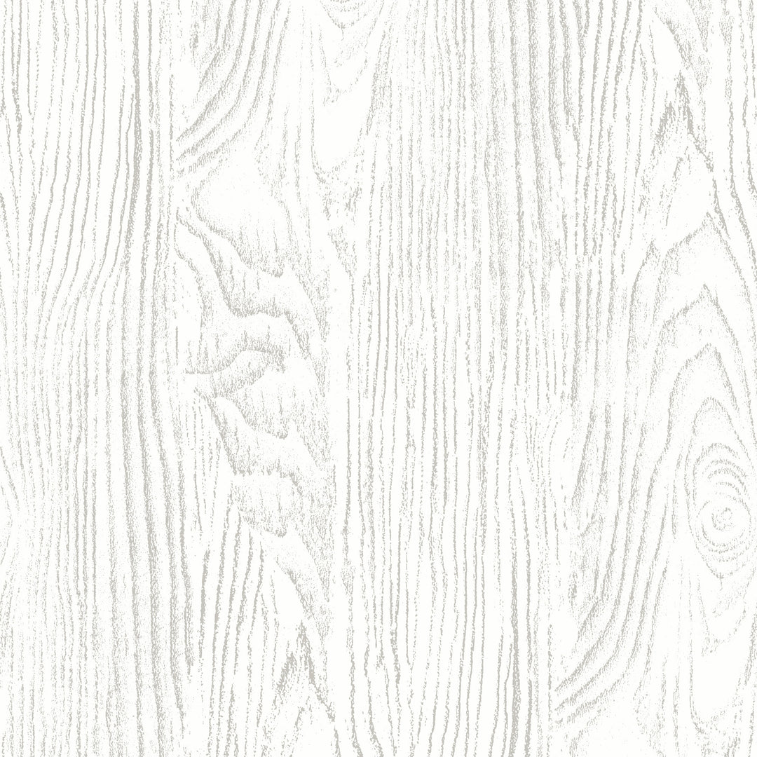 Faux Bois Woodgrain - Gray White Wood Wallpaper