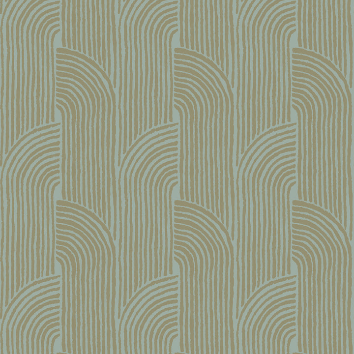 Woven Arcs - Golden Blue Wallpaper