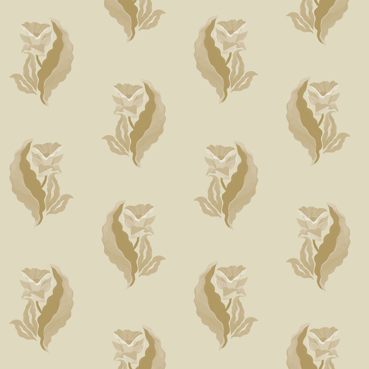 Morning Glory - Golden Botanical Wallpaper