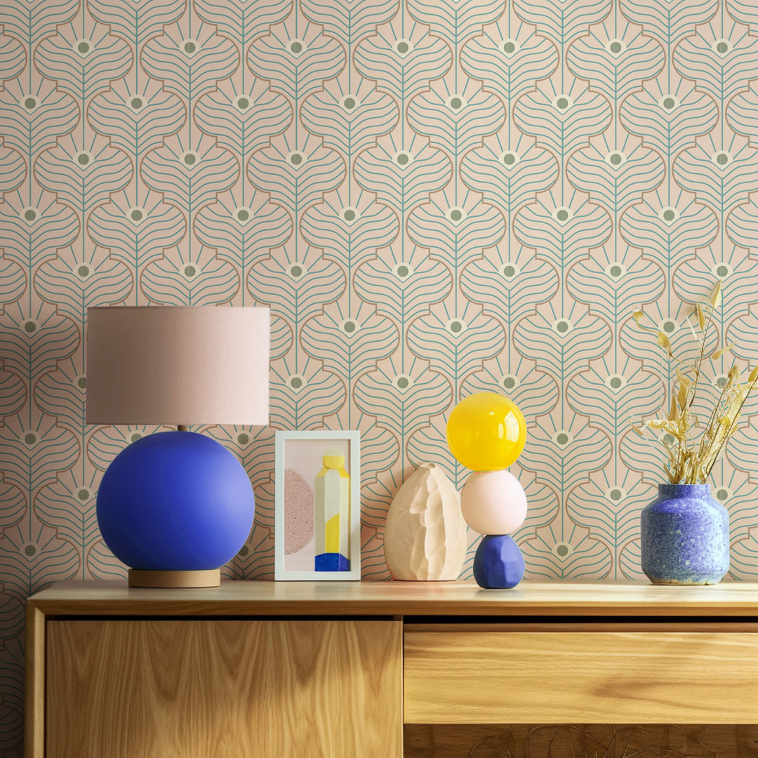 Moroccan Peacock - Pink Sands Wallpaper