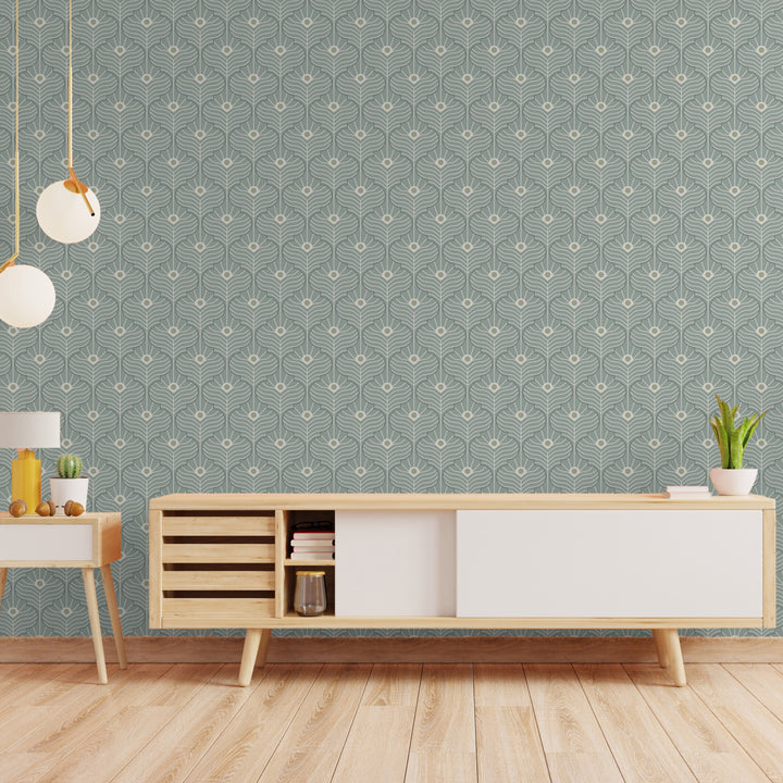 Moroccan Peacock - Powder Ash Wallpaper