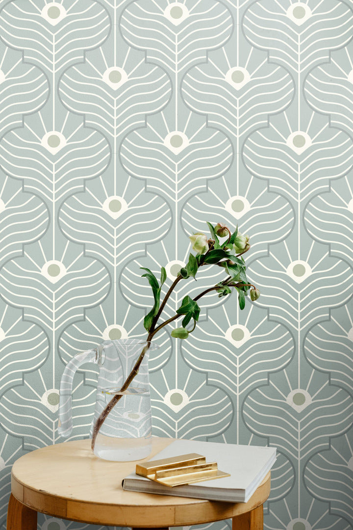 Moroccan Peacock - Powder Ash Wallpaper
