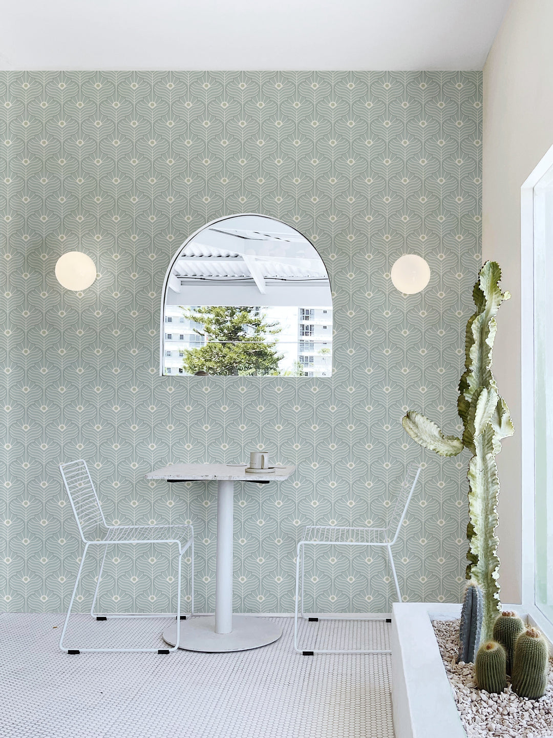 Moroccan Peacock - Powder Ash Wallpaper