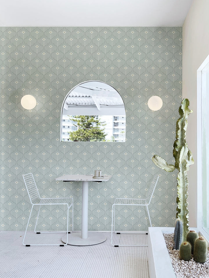 Moroccan Peacock - Powder Ash Wallpaper