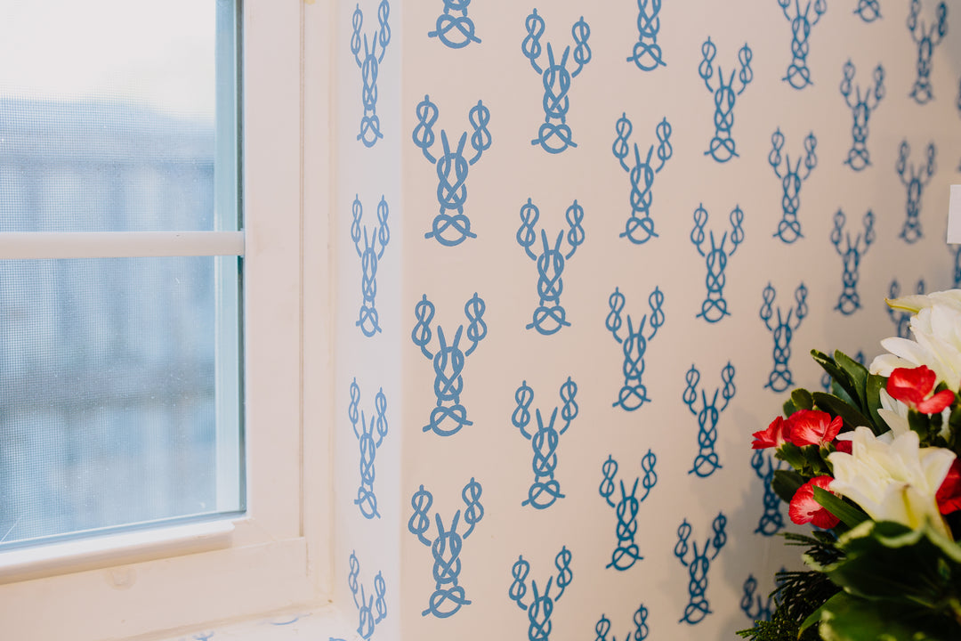 Nautical Lobster Knots - French Blue Wallpaper by Honey + Hank