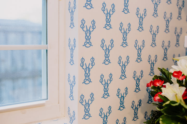 Nautical Lobster Knots - French Blue Wallpaper by Honey + Hank