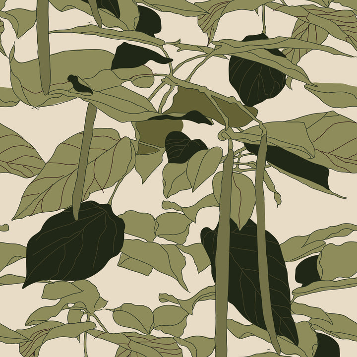 Canopy Sketch - Pistachio Floral Wallpaper by Natalie Papier
