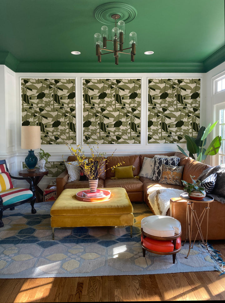 Canopy Sketch - Pistachio Floral Wallpaper by Natalie Papier
