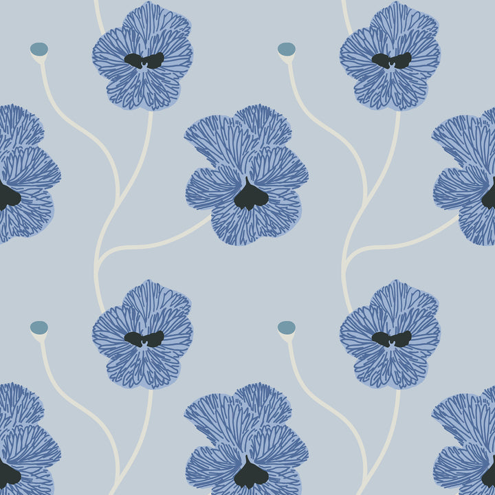 Flourish - Blue Petal Floral Wallpaper by Natalie Papier