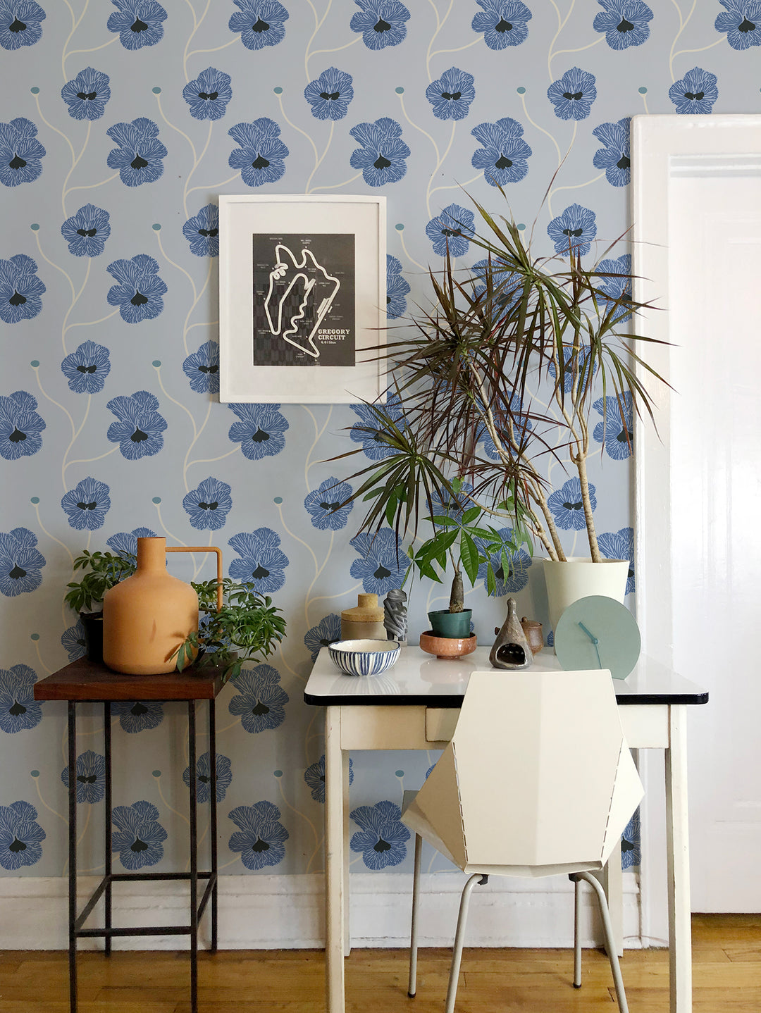 Flourish - Blue Petal Floral Wallpaper by Natalie Papier