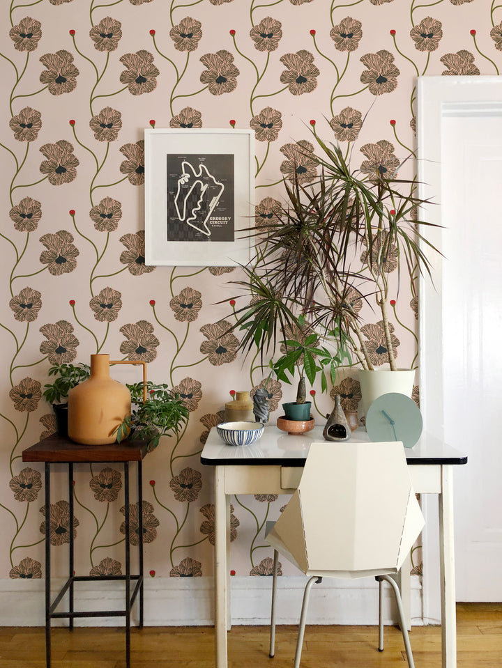 Flourish - Rose Quartz Floral Wallpaper by Natalie Papier