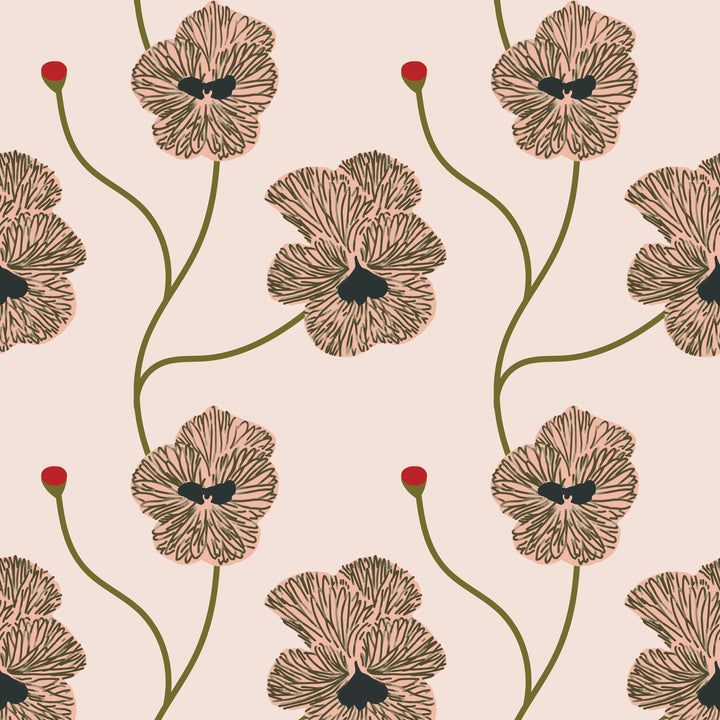 Flourish - Rose Quartz Floral Wallpaper by Natalie Papier