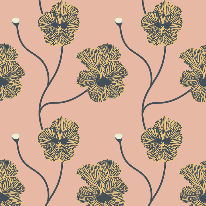 Flourish - Sunset Blush Floral Wallpaper by Natalie Papier