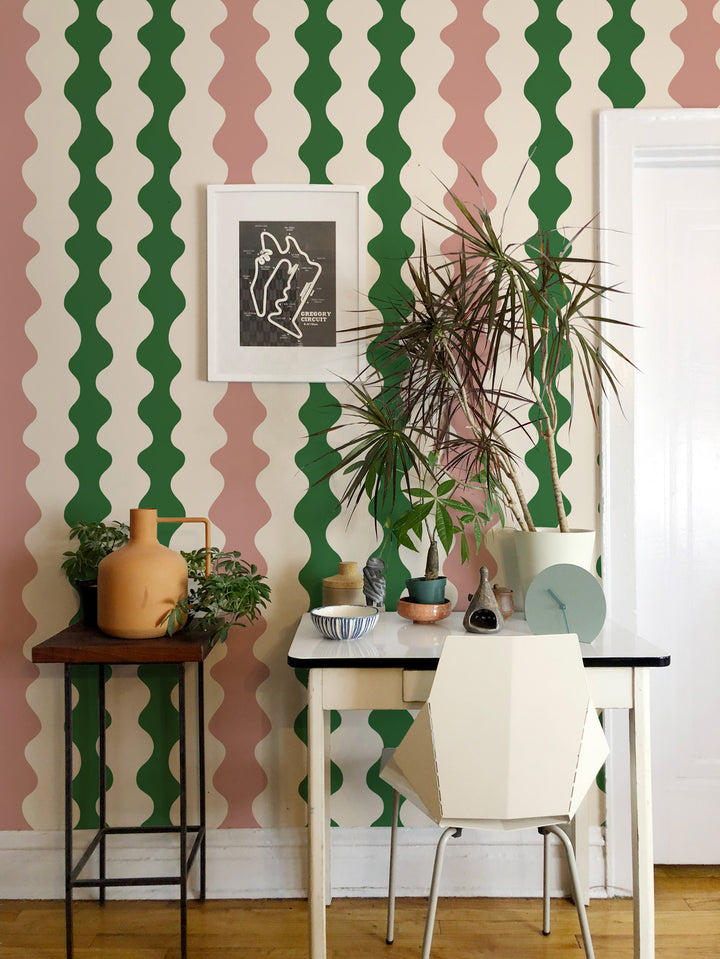 Low Frequency - Emerald Rouge Wallpaper by Natalie Papier