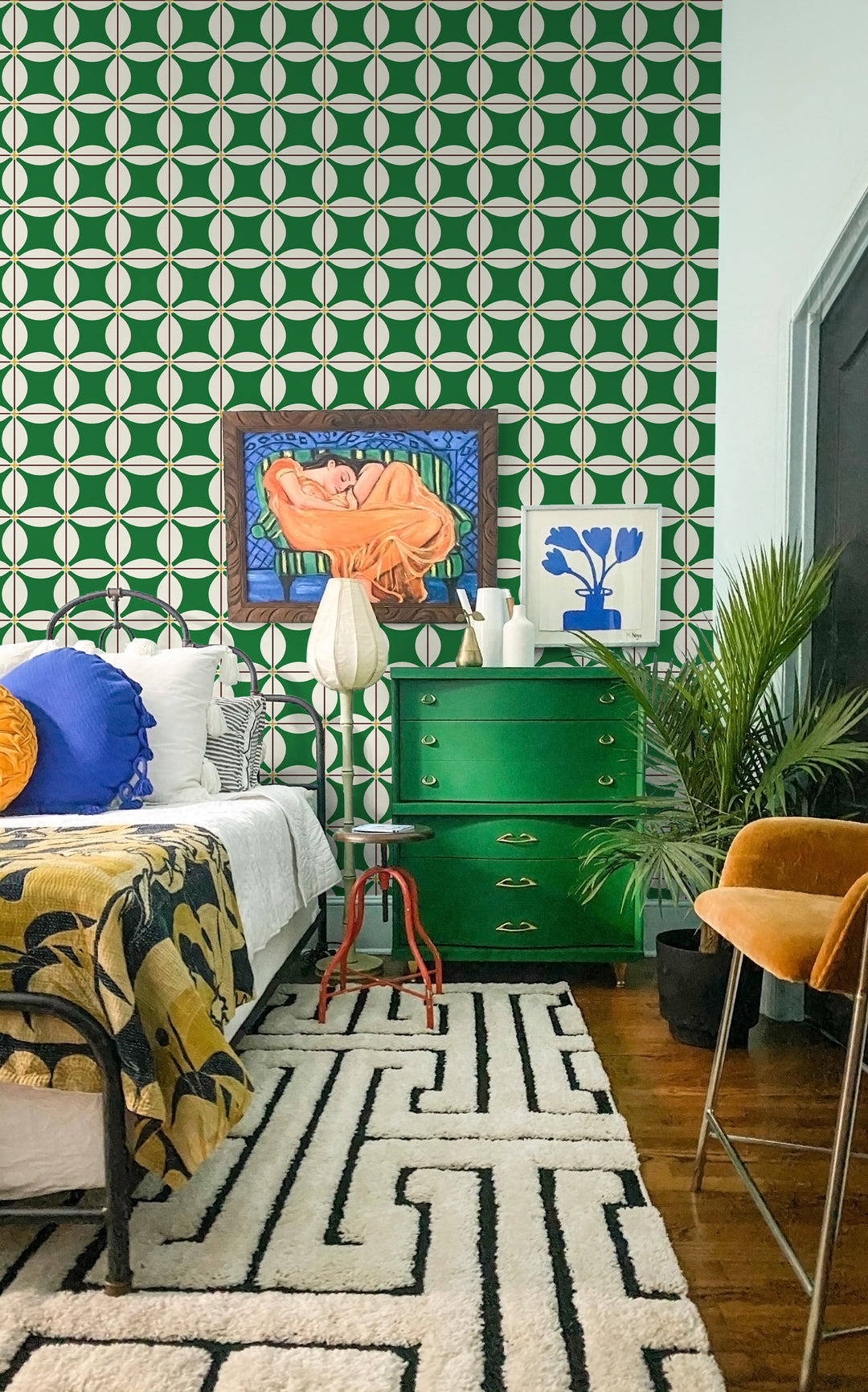 Traveler Tile - Kelly Green Wallpaper by Natalie Papier