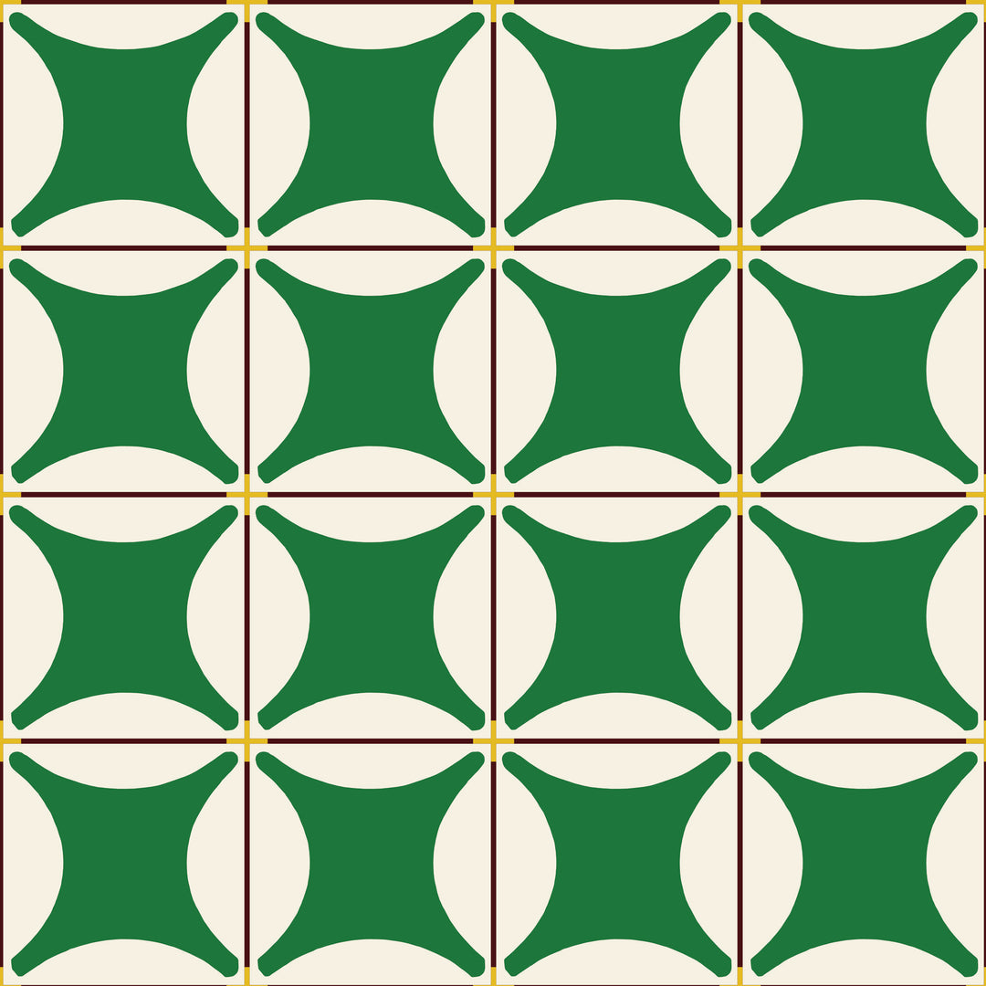 Traveler Tile - Kelly Green Wallpaper by Natalie Papier