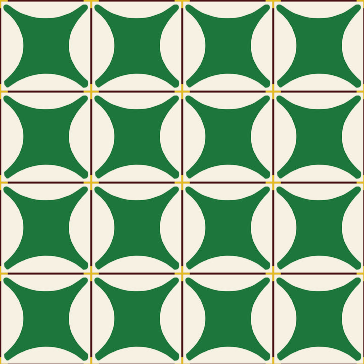 Traveler Tile - Kelly Green Wallpaper by Natalie Papier